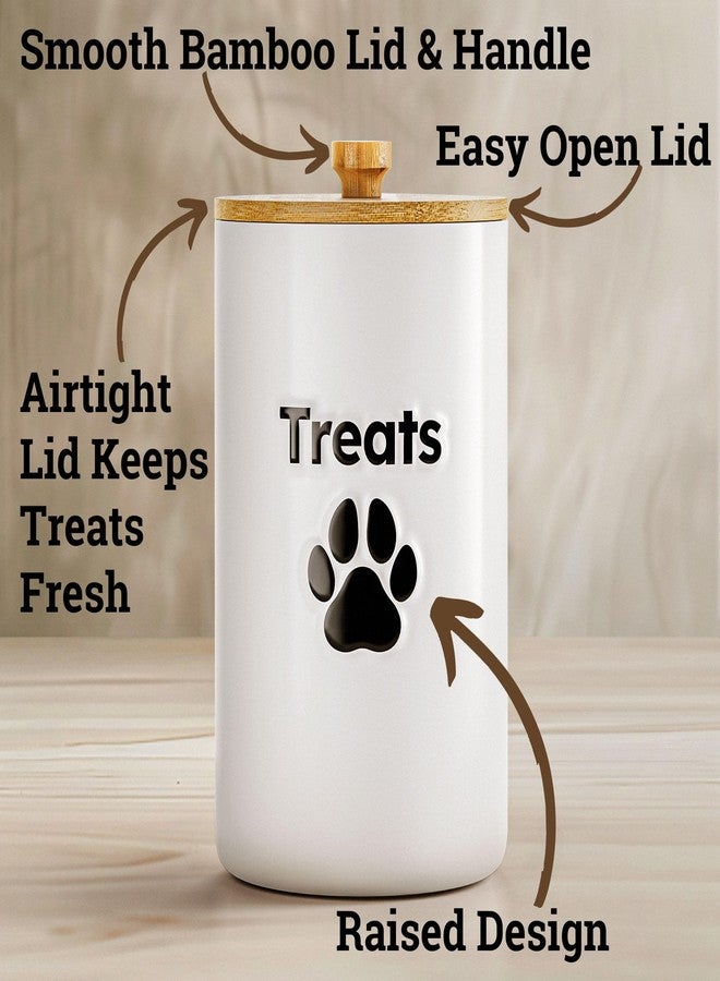 HB Design Co. Dog Treat Container Airtight - 5 Inch Wide x 9 Inch Tall Ceramic Dog Treat Jar for Kitchen Counter with Airtight Bamboo Lid - 7 Cup Capacity Pet Treat Container - Doggie Cookie Jar - Treats Canister - Image 2